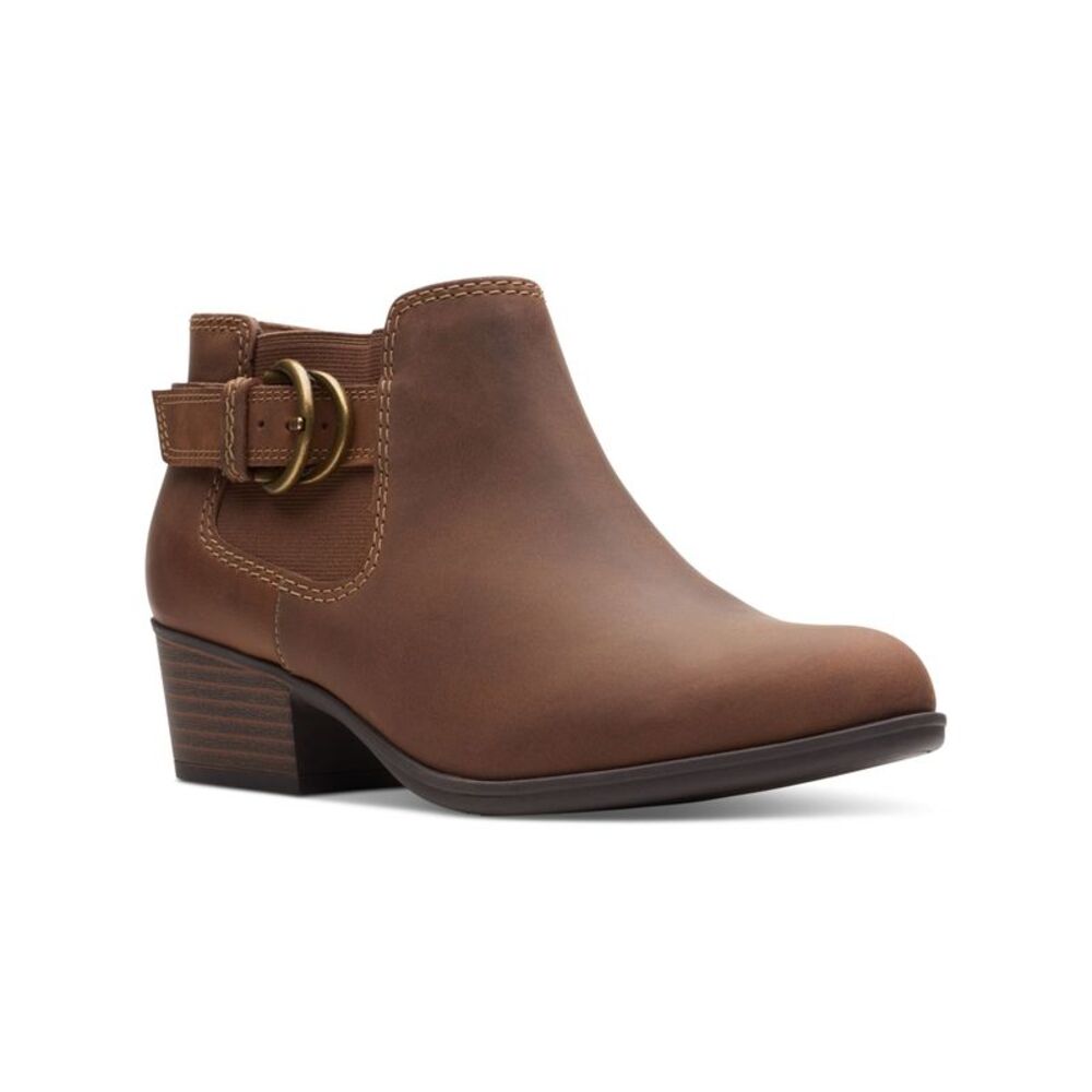 NWT CLARKS COLLECTION Womens Brown Button Adreena Field Leather Booties 6.5 M